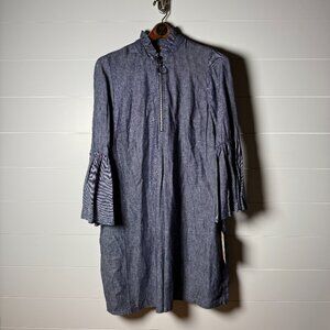 NWT Hope & Harlow Women’s Dress Linen/Rayon Blend Chambray Long Sleeve Sz 8